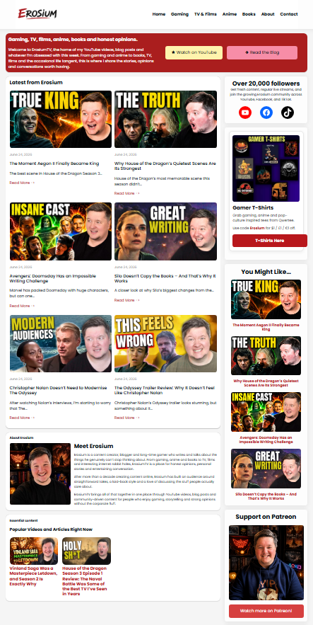 Erosium WordPress website built by Theo Ramwell