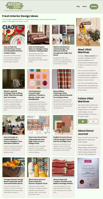 Decor Journal WordPress website designed by Theo Ramwell