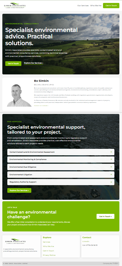 Simkin Associates website designed by Theo Ramwell