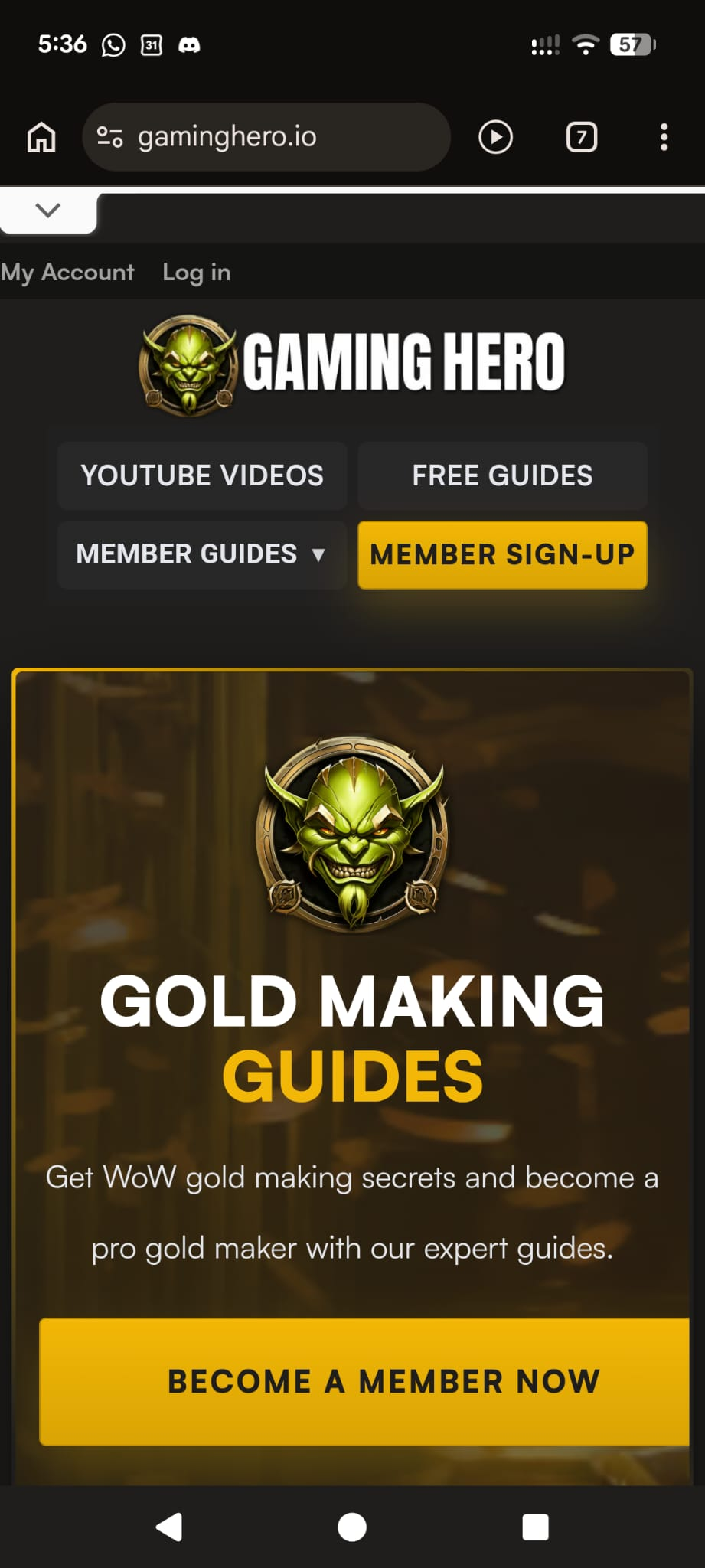 Gaming Hero mobile website