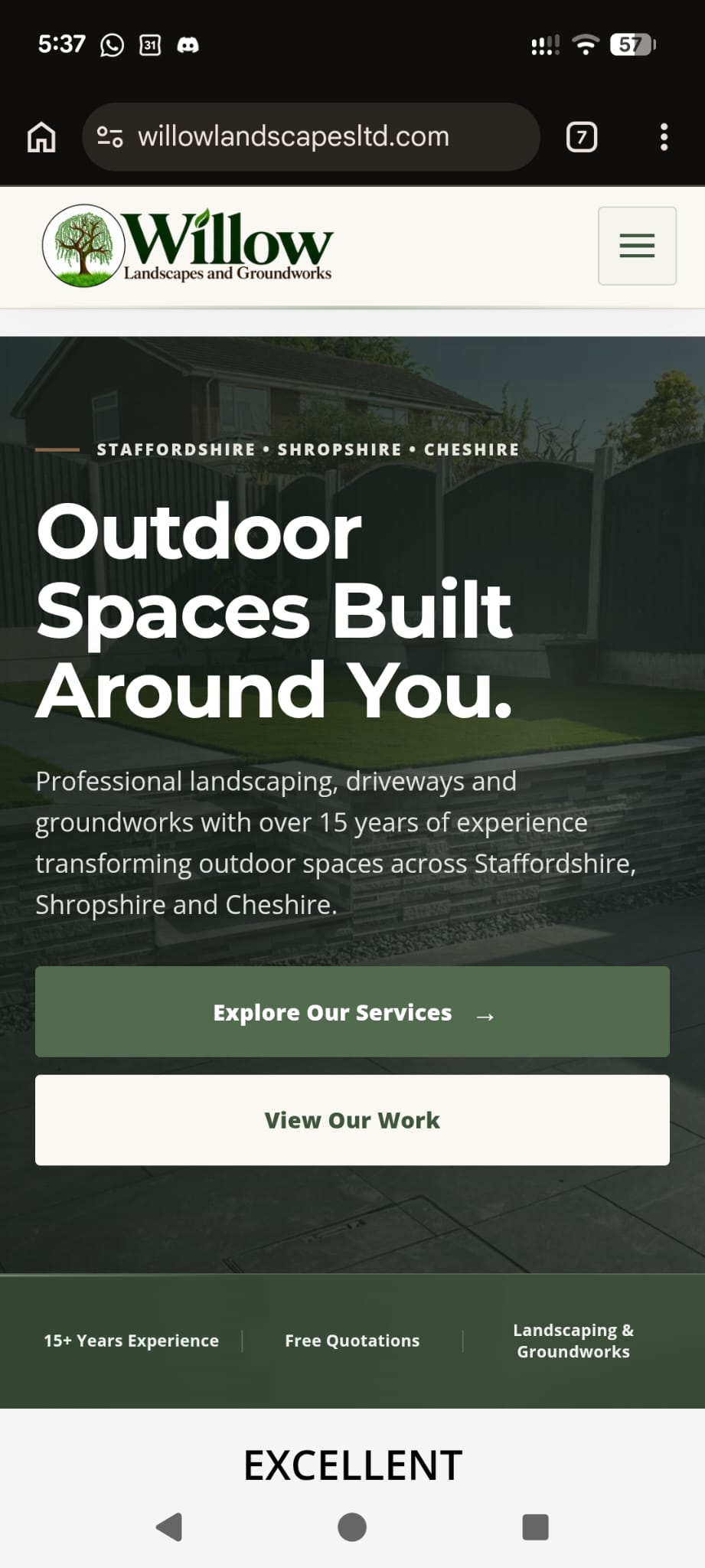 Willow Landscapes and Groundworks mobile website