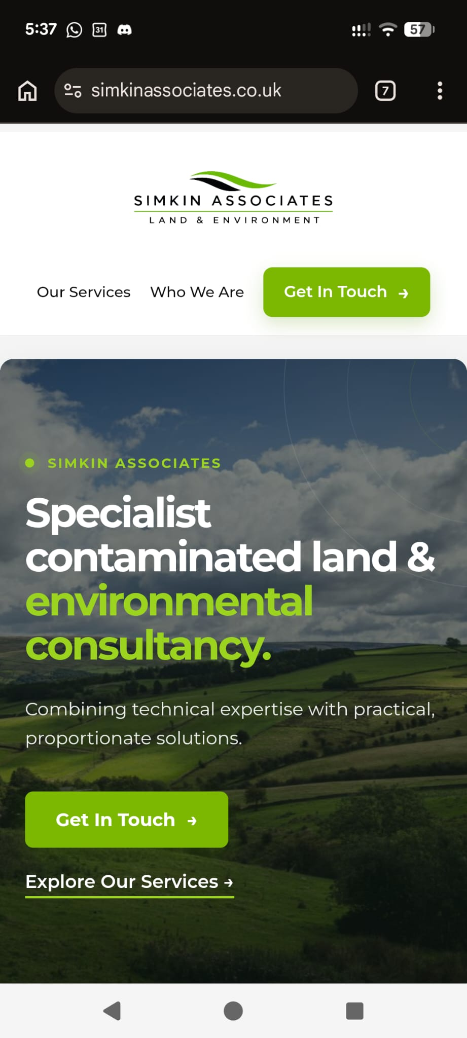 Simkin Associates mobile website