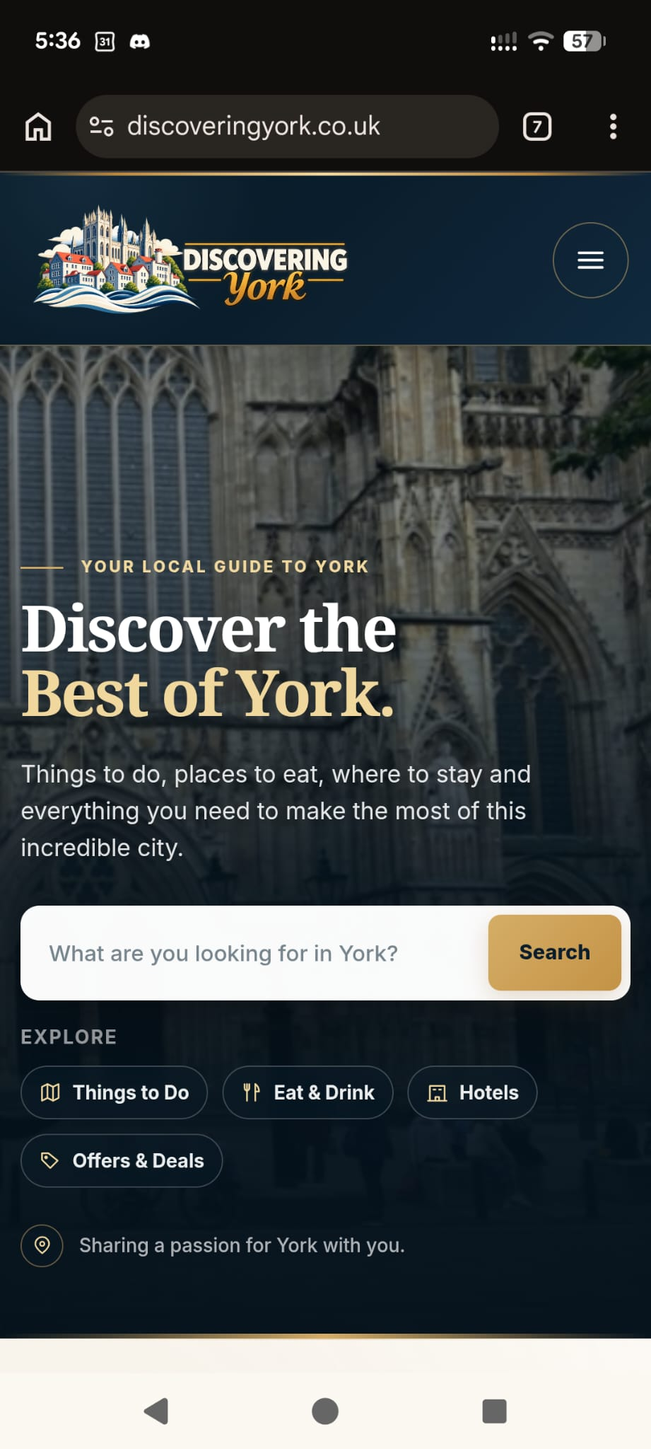 Discovering York mobile website