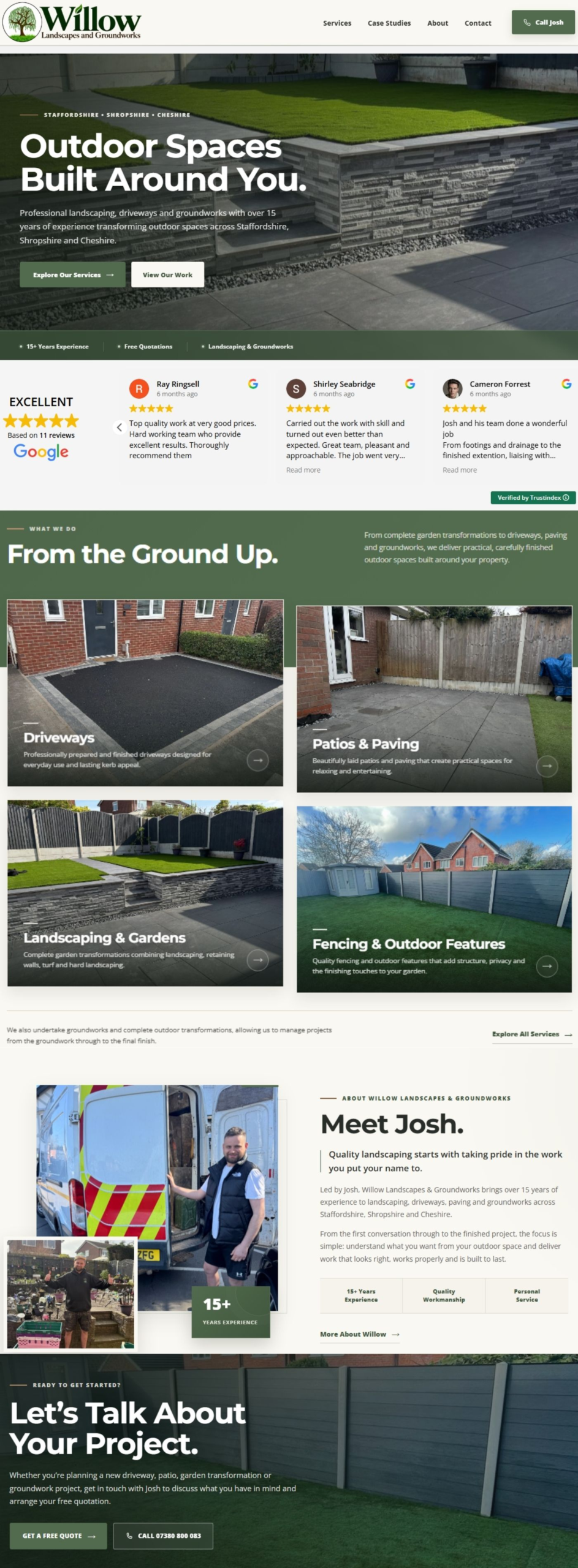 Willow Landscapes and Groundworks website designed by Theo Ramwell